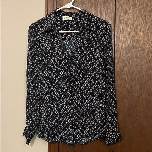 L'AGENCE Tops - L'AGENCE Black and Cream Patterned Button Down Shirt SP